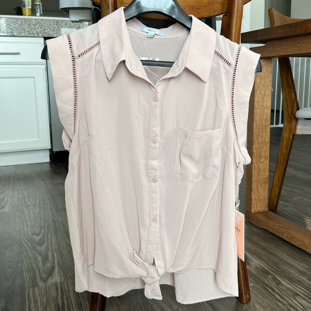ROOLEE - Blashe Front Knot Button Down Blouse Peach Women’s Size Large